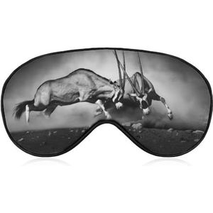 Afrikaans dier twee vechtende antilopen slaap oogmasker voor mannen vrouwen tieners kinderen, nacht slaap oogschaduw cover comfort voor reizen yoga dutje