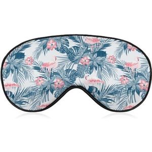 Zomer bloemen plant en flamingo slaap oogmasker voor mannen vrouwen tieners kinderen, nacht slaap oogschaduw cover comfort voor reizen yoga dutje