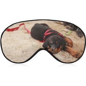 Rottweiler Puppy Hond Geniet van vakantie slaap oogmasker voor mannen vrouwen tieners kinderen, nacht slaap oogschaduw cover comfort voor reizen yoga dutje