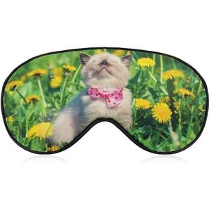 Kitten vlinderdas paardebloem bloemen slaap oogmasker voor mannen vrouwen tieners kinderen, nacht slaap oogschaduw cover comfort voor reizen yoga dutje