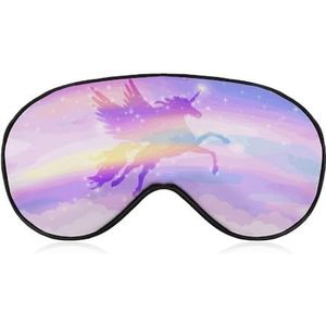 Silhouet Eenhoorn Regenboog Slaap Oogmasker voor Mannen Vrouwen Tieners Kinderen, Nachtslaap Oogschaduw Cover Comfort voor Reizen Yoga Nap