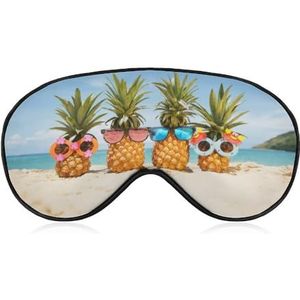 Leuke grappige ananas dragen zonnebril ooglapje blinddoek, slaapmasker voor mannen, vrouwen, tieners, kinderen, nachtrust, oogschaduw, bedekking, comfort voor reizen, yoga, dutje