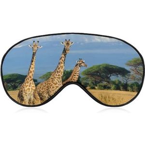 Afrikaanse wilde dieren giraf ooglapje blinddoek, slaapmasker voor mannen vrouwen tieners kinderen, nacht slaap oogschaduw cover comfort voor reizen yoga dutje