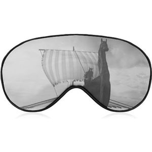 Viking Longship Sails Zwart Wit Ooglapje Blinddoek, Slaap Oogmasker voor Mannen Vrouwen Tieners Kinderen, Nachtslaap Oogschaduw Cover Comfort voor Reizen Yoga Nap
