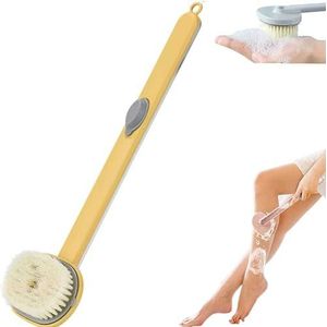 Long Handle Bath Massage Cleaning Brush,Bath Brush Long Handle for Shower Back Massage Cleaning Brush with Soap Dispenser and Removable Brush Head (One Size,Yellow)