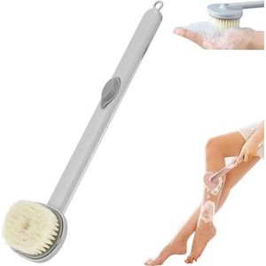 Long Handle Bath Massage Cleaning Brush,Bath Brush Long Handle for Shower Back Massage Cleaning Brush with Soap Dispenser and Removable Brush Head (One Size,Grey)