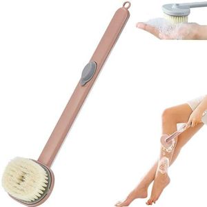 Long Handle Bath Massage Cleaning Brush,Bath Brush Long Handle for Shower Back Massage Cleaning Brush with Soap Dispenser and Removable Brush Head (One Size,Pink)