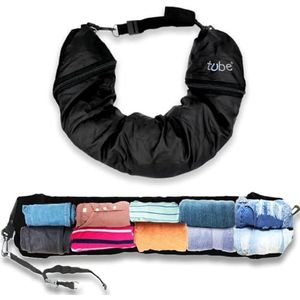 TUBE Buisvormig reiskussen - handbagage - bewaar je kleding in dit nekkussen en bespaar op handbagage, zwart, Tube