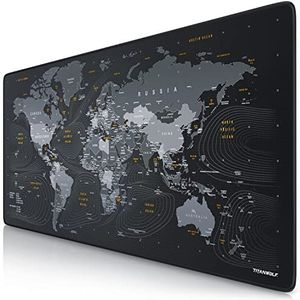 Titanwolf XXL CSL Muismat voor speed gaming, 900 x 400 mm, wereldkaart, groot formaat, verbetert nauwkeurigheid en snelheid