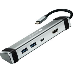 CANYON 4-in-1 Type-C USB-hub en laadadapter met 3.0 Type-A USB- en 4K HDMI-poorten, multiport dockingstation en laptopstandaard voor pc en MacBook, snel opladen en synchroniseren