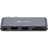 CANYON CNS-TDS05DG - USB-C Thunderbolt 3 Hub - Grijs - Aluminium