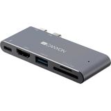 CANYON CNS-TDS05DG - USB-C Thunderbolt 3 Hub - Grijs - Aluminium
