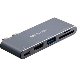 Canyon CNS-TDS05DG Mini-DisplayPort-adapter Geschikt voor merk: Apple USB-C Power Delivery, Geïntegreerde kaartlezer