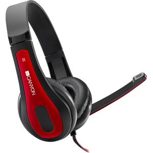 Canyon Stereo hoofdtelefoon (Bedraad), Kantoorheadset, Rood, Zwart