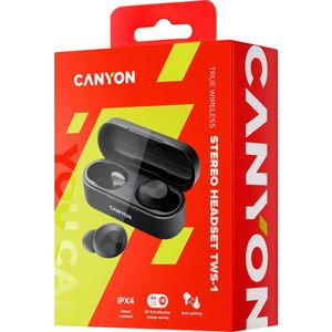 Canyon - TWS-1 - Hoofdtelefoon - Zwart - Draadloos - 4 uur batterijduur