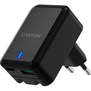 Canyon H -20T - Chargers - USB -C & USB -A - 20Watt - Fast Charging - PD & QC 3.0 - Vouwmechanisme - Zwart