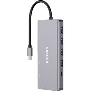 Canyon - CNS-TDS12 - USB-C Hub - Aluminium - Met HDMI en VGA