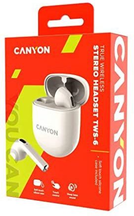 Canyon TWS Hoofdtelefoon TWS-6 (Geen ruisonderdrukking, 4.50 h, Draadloze), Koptelefoon, Beige