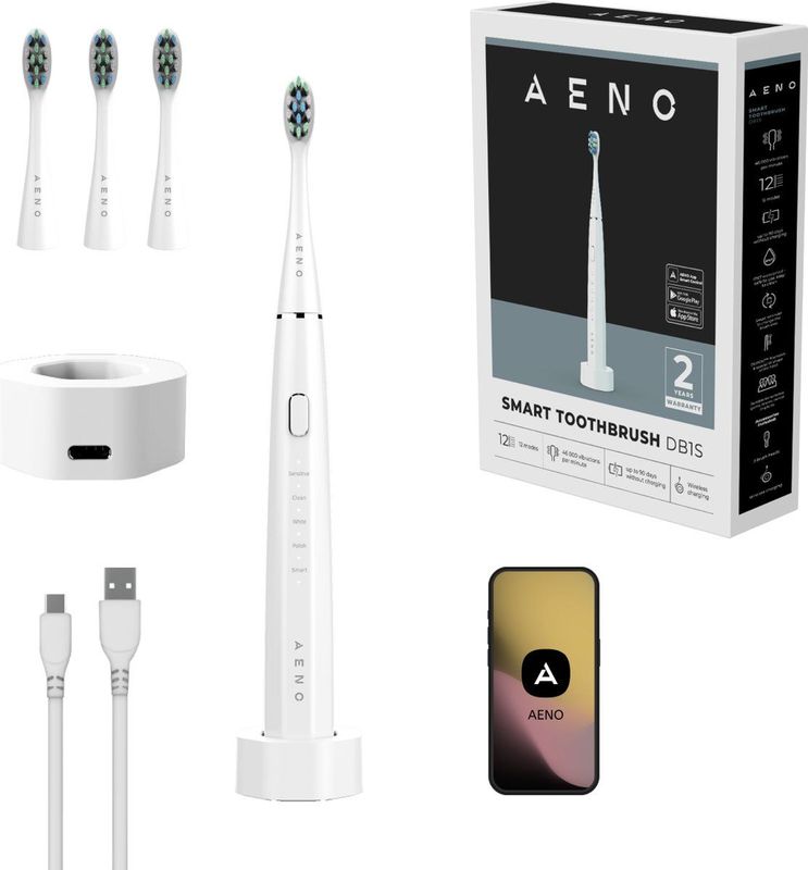 AENO - DB1S - Sonische Tandenborstel - Wit - 12 Reinigingsstanden