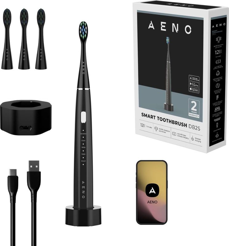 AENO DB2S - Elektrische Tandenborstel - Zwart - 12 Standen