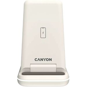 Canyon WS-304, 3in1, draadloos Qi oplaadstation voor 3 apparaten tegelijk, zwart (15 W), Draadloze laders, Beige