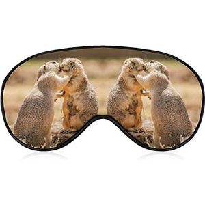 Praire Dogs Love Kiss Sleep Eye Mask voor Mannen Vrouwen Tieners Kinderen, Nachtslaap Oogschaduw Cover & Blinddoek, Blokkeer Licht, Zacht Comfort voor Reizen Yoga Nap