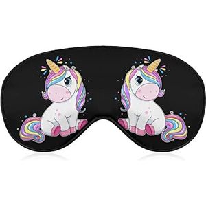 Eenhoorn Regenboog Haar Slaap Oogmasker voor Mannen Vrouwen Tieners Kinderen, Nachtslaap Oogschaduw Cover & Blinddoek, Blokkeer Licht, Zacht Comfort voor Reizen Yoga Nap