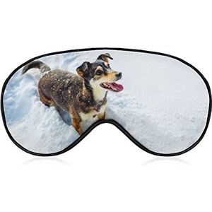 Hond Winter Sneeuw Mountain Slaap Oogmasker voor Mannen Vrouwen Tieners Kinderen, Nachtslaap Oogschaduw Cover & Blinddoek, Blokkeer Licht, Zacht Comfort voor Reizen Yoga Nap