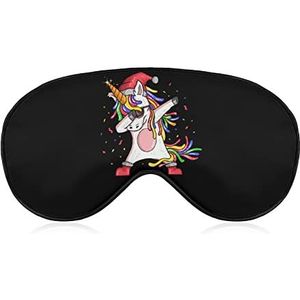 Dabbing Leuke Eenhoorn Kerst Slaap Oogmasker voor Mannen Vrouwen Tieners, Nachtslaap Oogschaduw Cover & Blinddoek, Blokkeer Licht, Zacht Comfort voor Reizen Yoga Nap