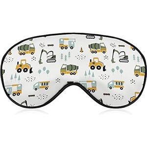 Vrachtwagen, Graafmachine, Loader Sleep Oogmasker voor Mannen Vrouwen Tieners, Nachtslaap Oogschaduw Cover & Blinddoek, Blokkeer Licht, Zacht Comfort voor Reizen Yoga Nap