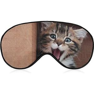 Tabby Kitten Lachend Slaap Oogmasker voor Mannen Vrouwen Tieners, Nachtslaap Oogschaduw Cover & Blinddoek, Blokkeer Licht, Zacht Comfort voor Reizen Yoga Nap