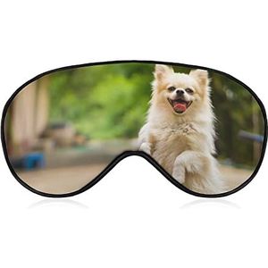 Gelukkig Hond Glimlachend Slaap Oogmasker voor Mannen Vrouwen Tieners Kinderen, Nachtslaap Oogschaduw Cover & Blinddoek, Blokkeer Licht, Zacht Comfort voor Reizen Yoga Nap