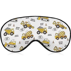 Hand getrokken bouwmachines Slaap oogmasker voor mannen vrouwen tieners kinderen, nacht slaap oogschaduw dekking & blinddoek, blokkeer licht, zacht comfort voor reizen yoga dutje