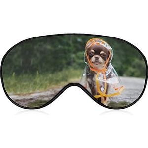 Grappige Chihuahua Hond Regenjas Slaap Oogmasker voor Mannen Vrouwen Tieners Kinderen, Nachtslaap Oogschaduw Cover & Blinddoek, Blokkeer Licht, Zacht Comfort voor Reizen Yoga Nap
