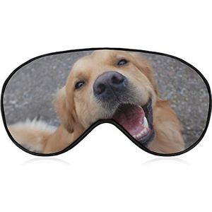 Hond Golden Retriever Glimlach Slaap Oogmasker voor Mannen Vrouwen Tieners, Nachtslaap Oogschaduw Cover & Blinddoek, Blokkeer Licht, Zacht Comfort voor Reizen Yoga Nap