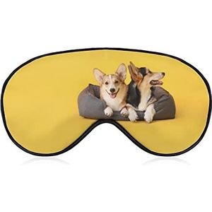 Leuke Corgi Honden Huisdier Bed Slaap Oogmasker voor Mannen Vrouwen Tieners Kinderen, Nachtslaap Oogschaduw Cover & Blinddoek, Blokkeer Licht, Zacht Comfort voor Reizen Yoga Nap