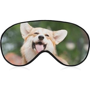 Corgi Hondenglimlach Gelukkig Slaap Oogmasker voor Mannen Vrouwen Tieners, Nachtslaap Oogschaduw Cover & Blinddoek, Blokkeer Licht, Zacht Comfort voor Reizen Yoga Nap