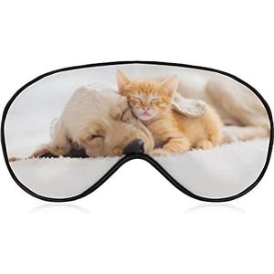 Kat Hond Slapen Kitten Puppy Slaap Oogmasker voor Mannen Vrouwen Tieners Kinderen, Nachtslaap Oogschaduw Cover & Blinddoek, Blokkeer Licht, Zacht Comfort voor Reizen Yoga Nap