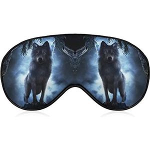Night Wolf Stormy Sky Sleep Oogmasker voor Mannen Vrouwen Tieners Kinderen, Nachtslaap Oogschaduw Cover & Blinddoek, Blokkeer Licht, Zacht Comfort voor Reizen Yoga Nap
