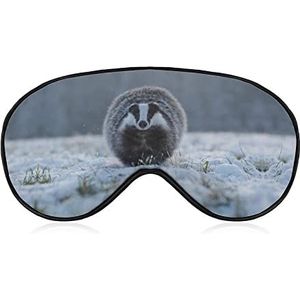 Badger Running Snow Winter Slaap Oogmasker voor Mannen Vrouwen Tieners Kinderen, Nachtslaap Oogschaduw Cover & Blinddoek, Blokkeer Licht, Zacht Comfort voor Reizen Yoga Nap