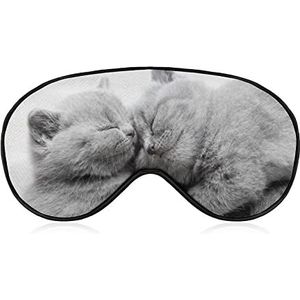 Twee katten knuffelen elk slaap oogmasker voor mannen vrouwen tieners kinderen, nacht slaap oogschaduw cover & blinddoek, blokkeren licht, zacht comfort voor reizen yoga nep