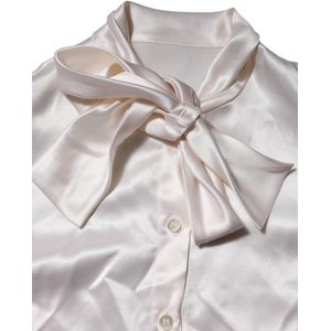 Dolce & Gabbana - Ascot Collar - Blouse - Wit - Lange Mouwen - 100% Zijde