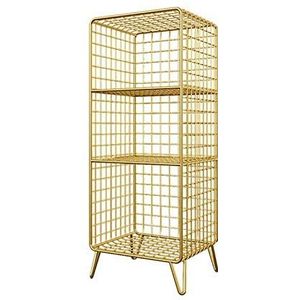 Prachtig CS-Qing-bureau Versier de salontafel, metalen gaas opbergtafel thuis woonkamer kantoor bank bijzettafel tijdschriftenrek (afmetingen: 35 * 30 * 65CM, kleur: goud)