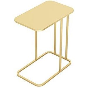 Prachtige CS-Qing-Desk smeedijzeren salontafel, C-vormige snacktafel thuis woonkamer slaapkamer bank bijzettafel rechthoekige salontafel (afmetingen: 50 * 30 * 58CM, kleur: goud)