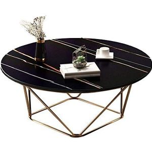 Prachtige CS-Qing-Desk Home Center salontafel, houten paneel metalen frame creatieve ronde bijzettafel binnen appartement woonkamer kantoor receptie bureau (afmetingen: 50 * 50 * 45CM, kleur: B)