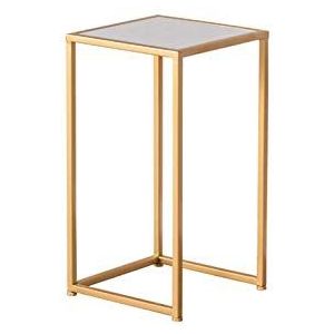 Prachtige CS-Qing-Desk marmeren salontafel, vierkante metalen bijzettafel thuiskantoor bloemenwinkel displaytafel woonkamer bank bijzettafel (afmetingen: 30 * 30 * 55CM, kleur: A)