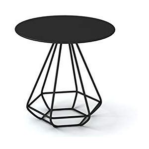 Exquise CS-Qing-Desk smeedijzeren salontafel, zwart metalen ronde bijzettafel café kantoor woonkamer midden salontafel receptie bureau (afmetingen: 55 * 55 * 50CM, kleur: zwart)