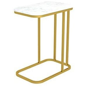 Exquise CS-Qing-Desk C-vormige marmeren salontafel, rechthoekige bijzettafel Café Kantoor Woonkamer Banktafel Balkon Boekenkamer Vrije tijd Leestafel (Grootte: 50 * 30 * 60CM, Kleur: C)