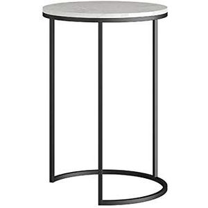 Prachtige CS-Qing-Desk marmeren ronde salontafel, thuis woonkamer bank bijzettafel stapelbaar slaapkamer nachtkastje metalen frame (afmetingen: 40 * 40 * 60CM, kleur: B)