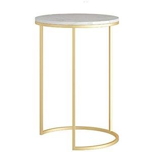 Prachtige CS-Qing-Desk marmeren ronde salontafel, thuis woonkamer bank bijzettafel stapelbaar slaapkamer nachtkastje metalen frame (afmetingen: 40 * 40 * 60CM, kleur: A)